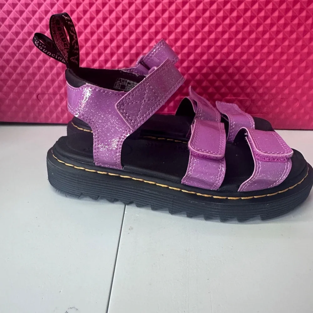 Dr. Martens Klaire J Purple Glitter Strappy Sandals Kids Size 2 US 33 EU AW004